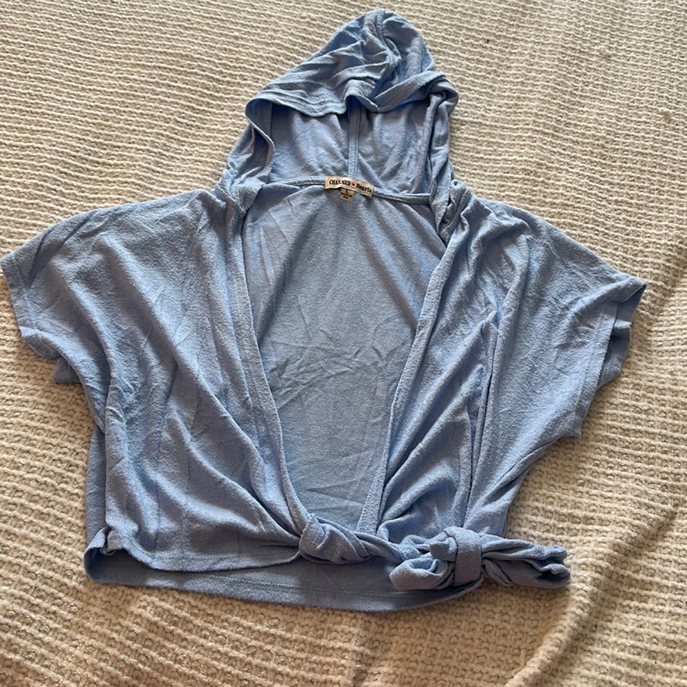 CHARMED HEARTS | Ultra Soft Blue Crossover Hooded Top